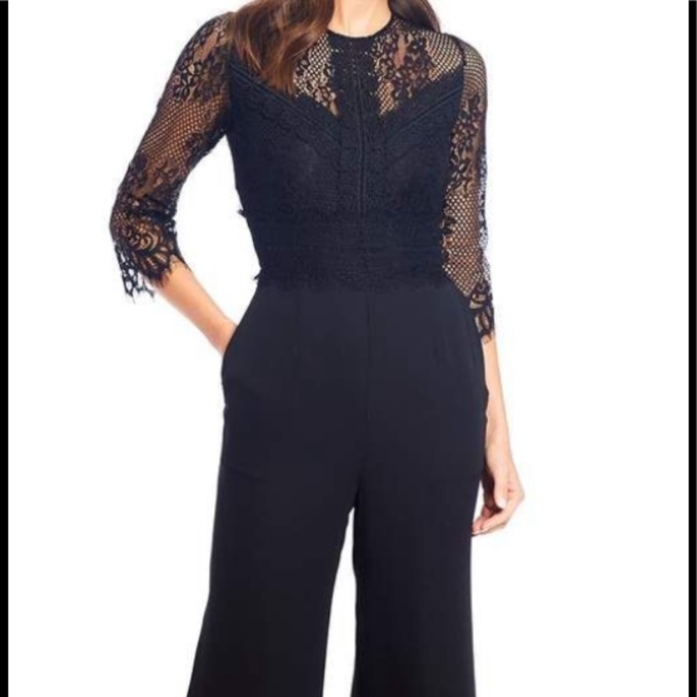 Alex Marie Hailey Black Lace Jumpsuit size 12